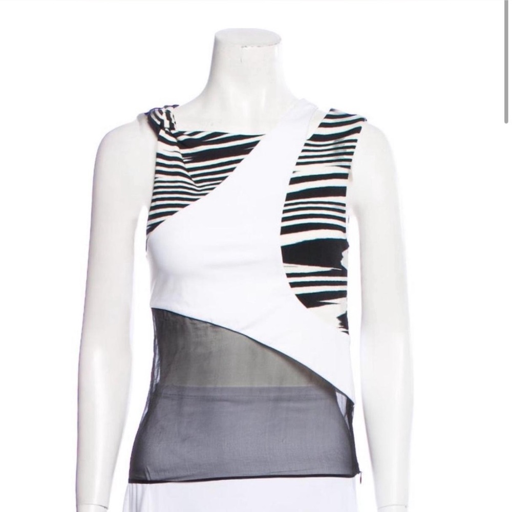 Black and white Missoni print mesh top
